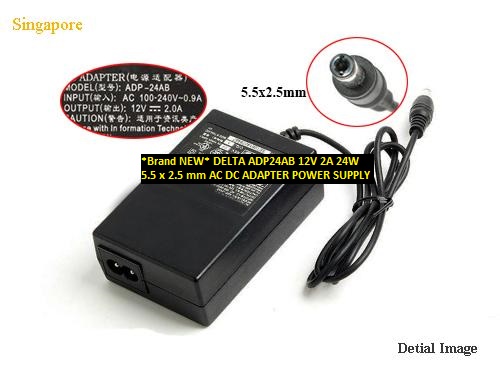 *Brand NEW* 12V 2A ADP24AB DELTA 24W 5.5 x 2.5 mm AC DC ADAPTER POWER SUPPLY